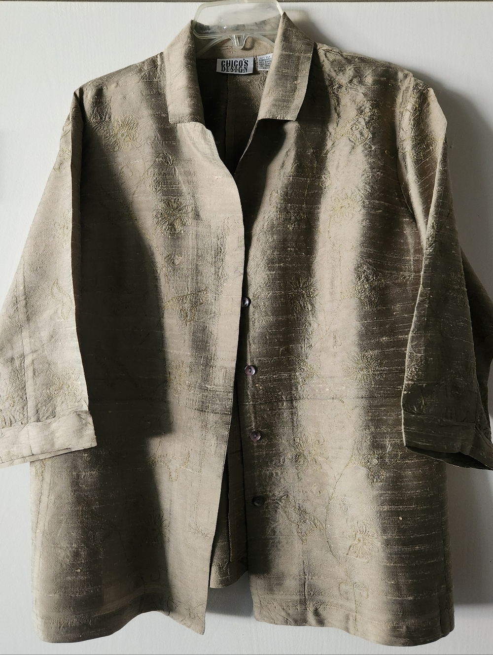 Chico's Design Gold Silk Blouse/Jacket Ladies XL Chico's Size 3 EUC $32